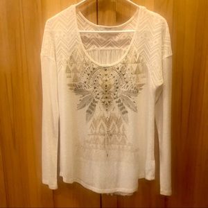 Miss Me Knit & Gauze Top Medium